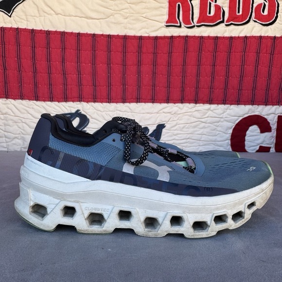 Size 9.5 - On Cloudmonster Shoes Womens Blue Green Running Sneakers Road Cushion - Picture 5 of 13